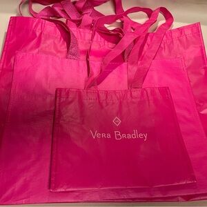 Vera Bradley Set of 3 Pink Reusable Shopping Bags, 1 ea small, medium & large